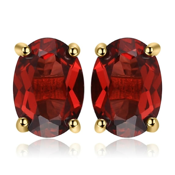 Jewelrypalace Oval 2ct Natural Red Garnet Birthstone Stud Earrings 925 Sterling Silver Gold Plated