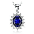 thumbnail image 1 of Jewelrypalace Oval 3.2ct Princess Diana William Kate Middleton's Created Blue Sapphire Pendant 925 Sterling Silver Pendant Necklace 18 Inches, 1 of 7
