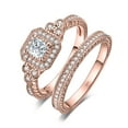 thumbnail image 1 of Jewelrypalace Princess Cut 0.5ct Cubic Zirconia Anniversary Promise Wedding Band Engagement Ring Channel Bridal Sets 925 Sterling Silver Rose Gold Plated, 1 of 6