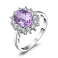 thumbnail image 1 of Jewelrypalace Princess Diana Kate Middleton Gemstone 1.8ct Genuine Purple Amethyst Halo Statement Engagement Rings for Women, 14K White Gold Plated 925 Sterling Silver 5, 1 of 7