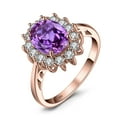 thumbnail image 1 of Jewelrypalace Princess Diana Kate Middleton Gemstone Birthstone Created Alexandrite Sapphire Halo Engagement Rings for Women, 14K Rose Gold Plated 925 Sterling Silver Size 6, 1 of 7