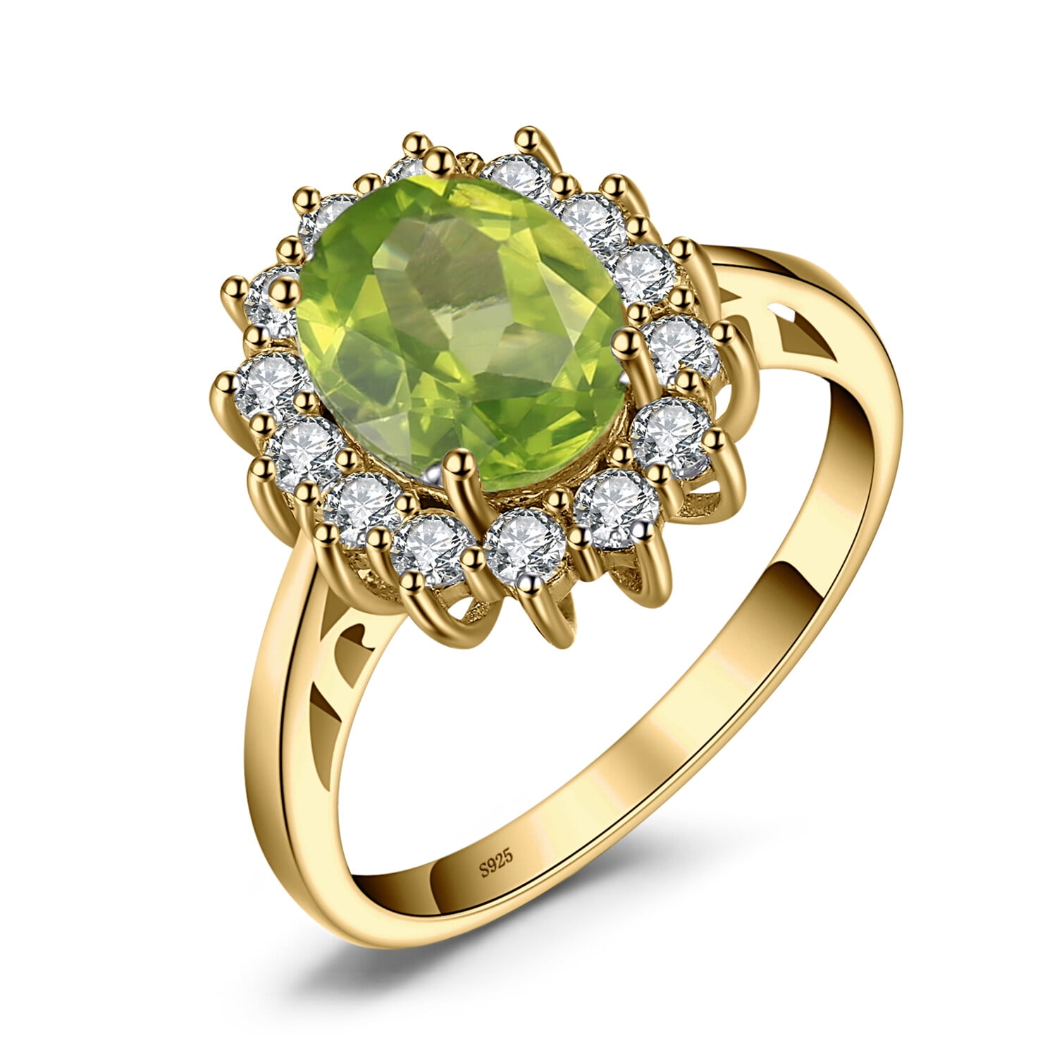 Natural Peridot Ring 925 Sterling Silver / Genuine Sapphire Accents / –  TSNjewelry