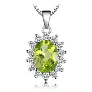 Jewelrypalace Princess Diana William Kate Vintage Oval 2.2ct Genuine Peridot 925 Sterling Silver Halo Pendant