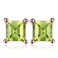 thumbnail image 1 of Jewelrypalace Square 0.7ct Natural Peridot 925 Sterling Silver Stud Earrings Rose Gold Plated, 1 of 5