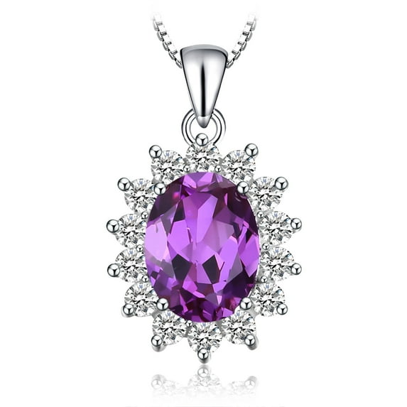 Jewelrypalace Vintage Princess Diana William Kate Middleton Oval 3.2ct Created Alexandrite Sapphire Pendant 925 Sterling Silver