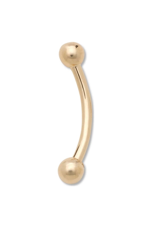 Solid 14k Yellow or White Gold 2mm Ball 16g Curved Eyebrow Piercing Jewelry Body Piercing Stud for Women