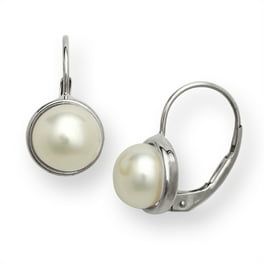 Galaxy Gold 14k White Gold Fish Hook Earrings with Diamonds, Aquamarine and  Pearl 
