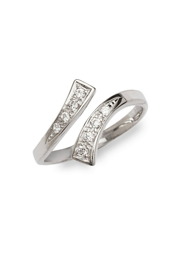 925 Sterling Silver Bypass Cubic Zirconia Adjustable toe ring (10mm X 15mm) toe ring for Women