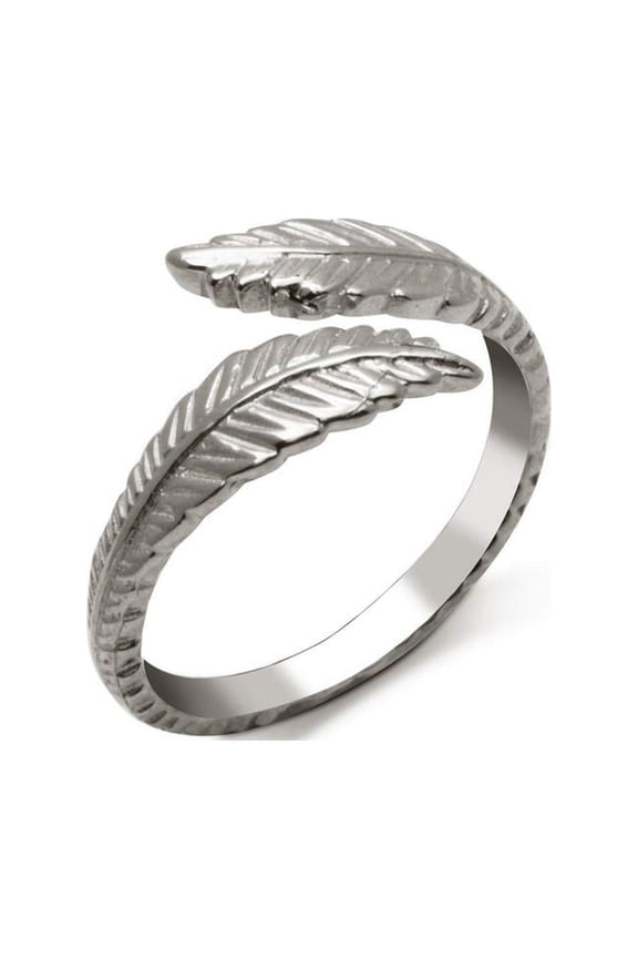 Solid 10k White Gold Textured Feather Bypassye toe ring (8mm X 15mm) (White Gold) toe ring for Women