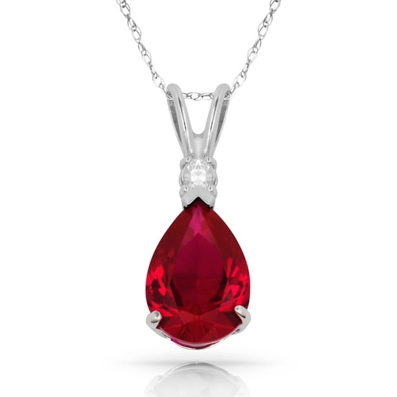 Jewelryweb Solid 14k Beautiful White Gold Cubic Zirconia Pendant Necklace (12 Colors) (july) Pendant for Women