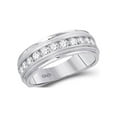 thumbnail image 1 of Jewels By Lux 10kt White Gold Mens Round Channel-set Diamond Milgrain Edge Wedding Band Ring 1/2 Cttw Ring Size 10, 1 of 1