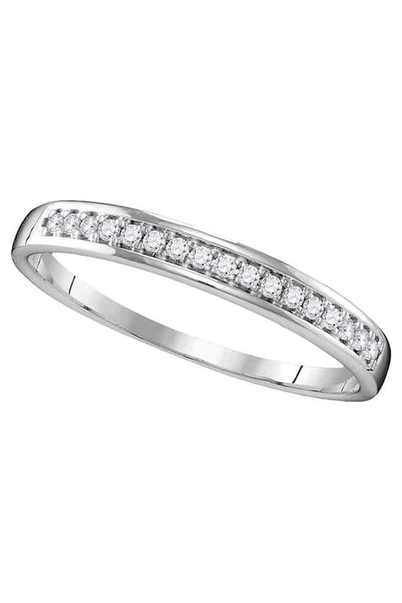 10kt White Gold Womens Round Diamond Wedding Band Ring 1/10 Cttw In Pave Setting (I1-I2 clarity; H-I color)