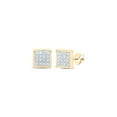 thumbnail image 1 of Jewels By Lux 10kt Yellow Gold Womens Round Diamond Square Cluster Earrings 1/10 Cttw In Pave Setting (I2-I3 clarity; J-K color), 1 of 1