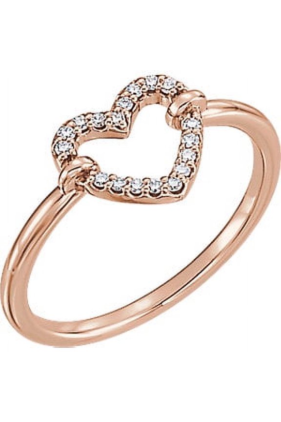 14K Rose Gold .08 CTW Diamond Heart Ring Size 7