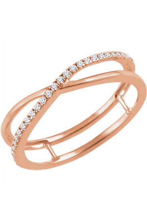 14K Rose Gold 1/8 CTW Diamond Criss-Cross Ring Size 7