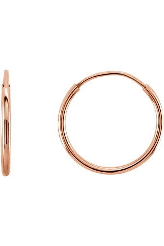 14K Rose Gold 12 mm Pair Polished Endless Hoop Earrings