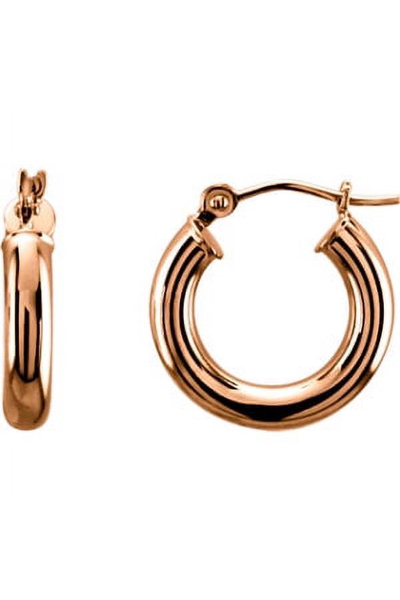 14K Rose Gold 15mm Tube Hoop Earrings