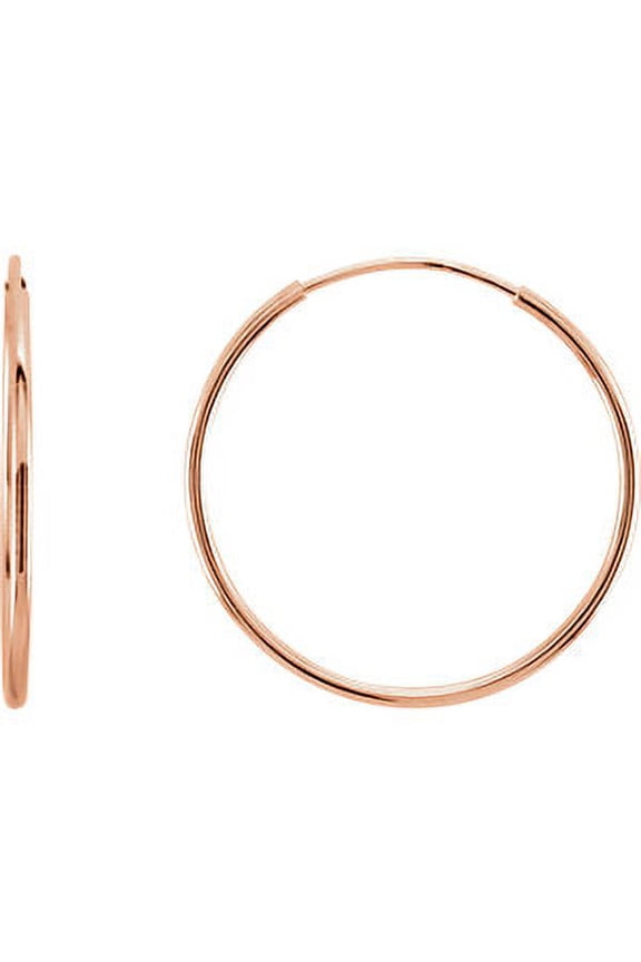 14K Rose Gold 20 mm Pair Polished Endless Hoop Earrings