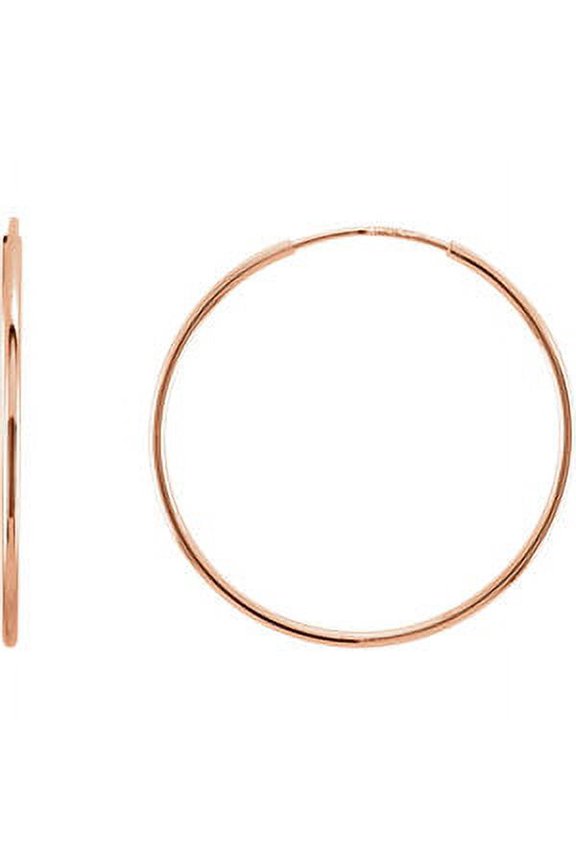 14K Rose Gold 24 mm Pair Polished Endless Hoop Earrings