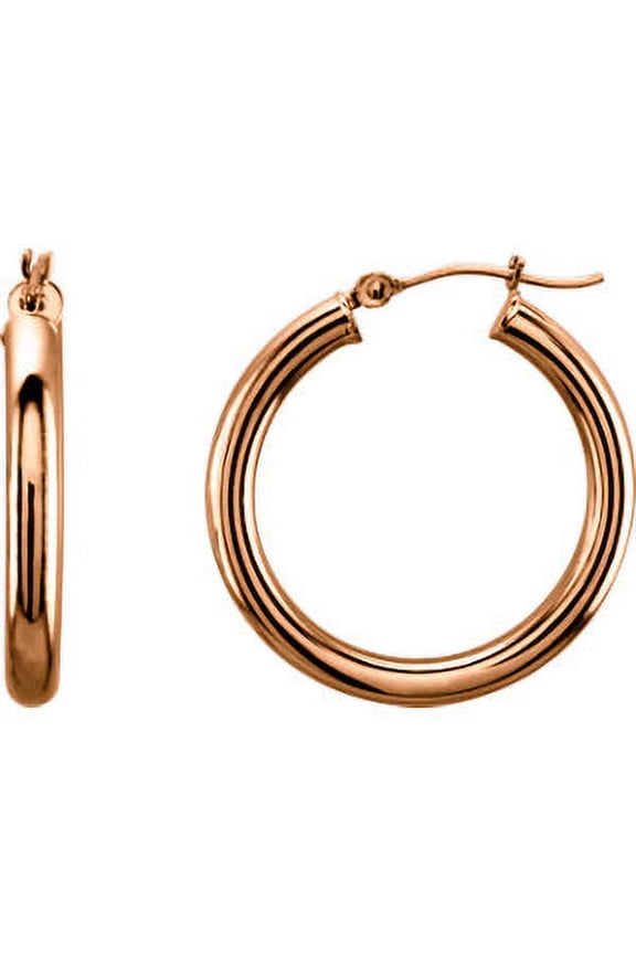14K Rose Gold 25mm Tube Hoop Earrings