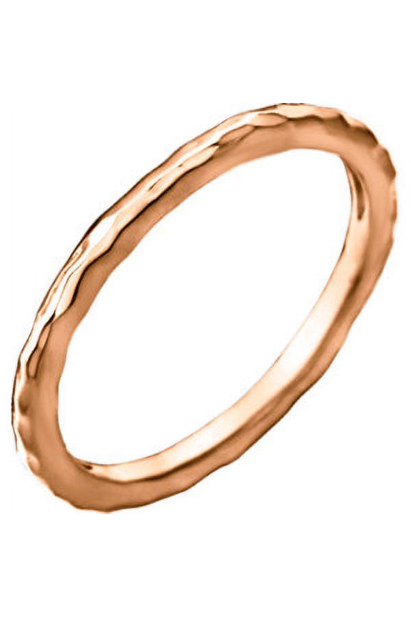 14K Rose Gold 2mm Hammered Stackable Ring Size 8