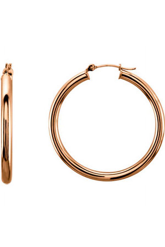 14K Rose Gold 35mm Tube Hoop Earrings