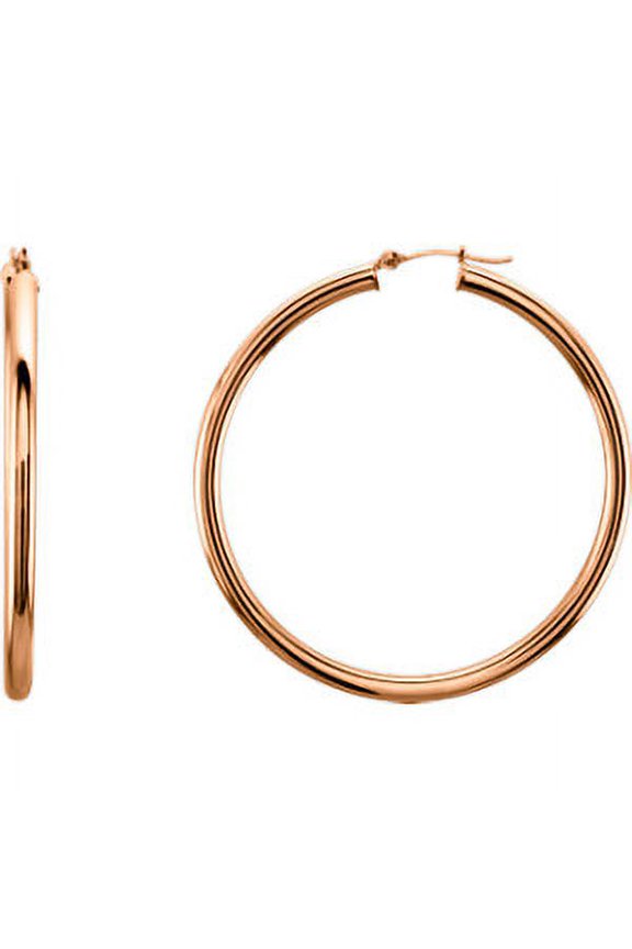 14K Rose Gold 48mm Tube Hoop Earrings