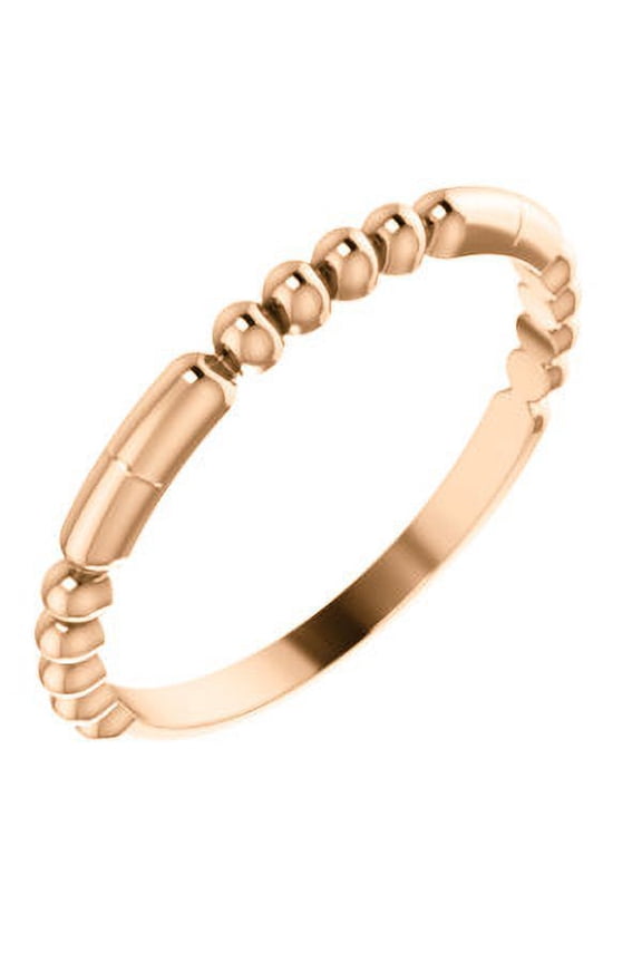 14K Rose Gold Beaded Stackable Ring