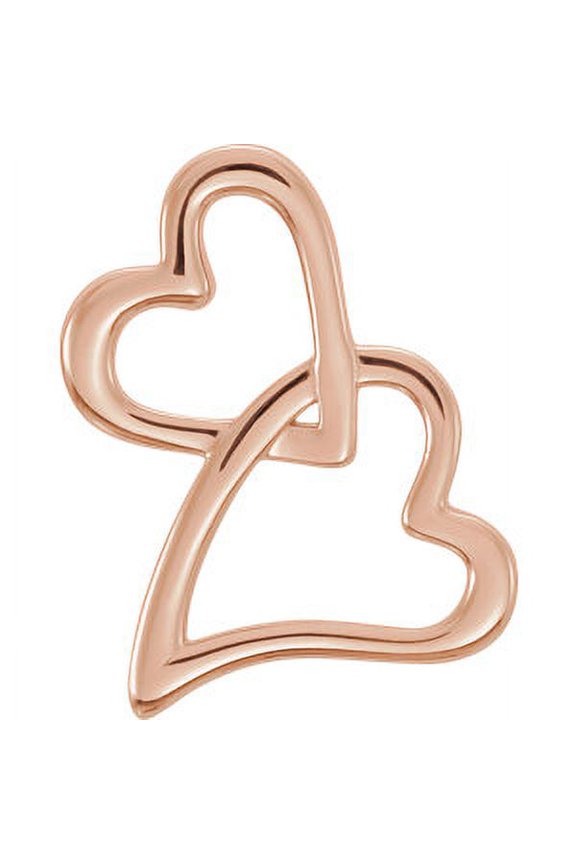 14K Rose Gold Double Heart Chain Slide