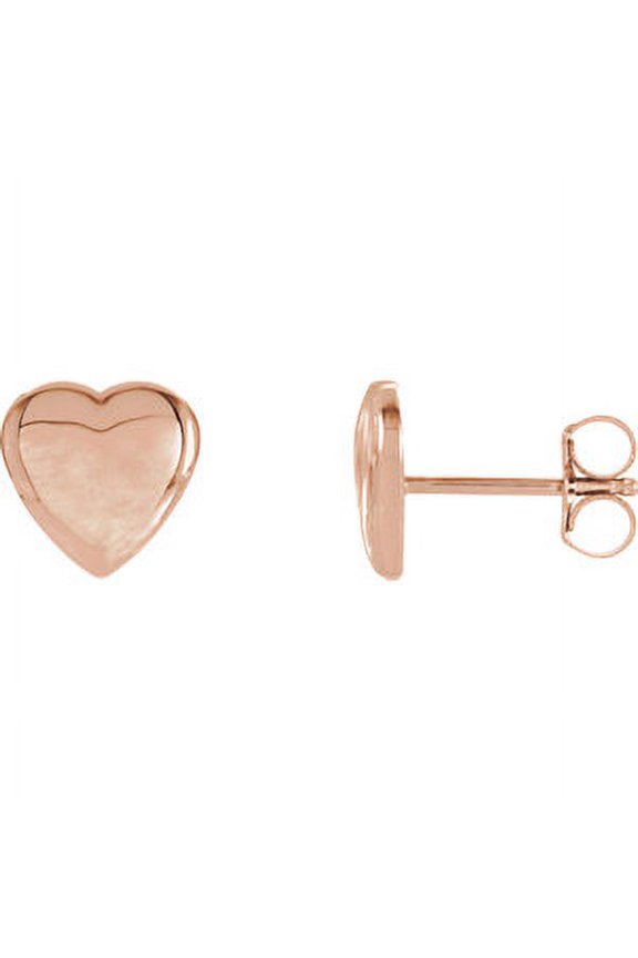 14K Rose Gold Heart Stud Earrings
