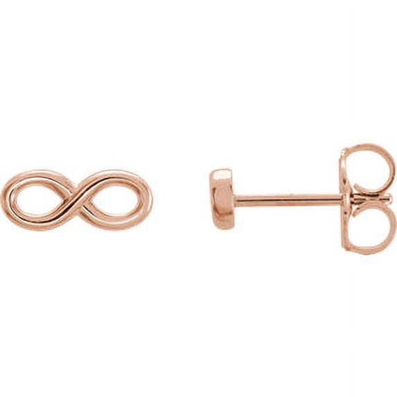 Jewels By Lux 14K Rose Gold Pair Polished Infinity Earrings With Backs
