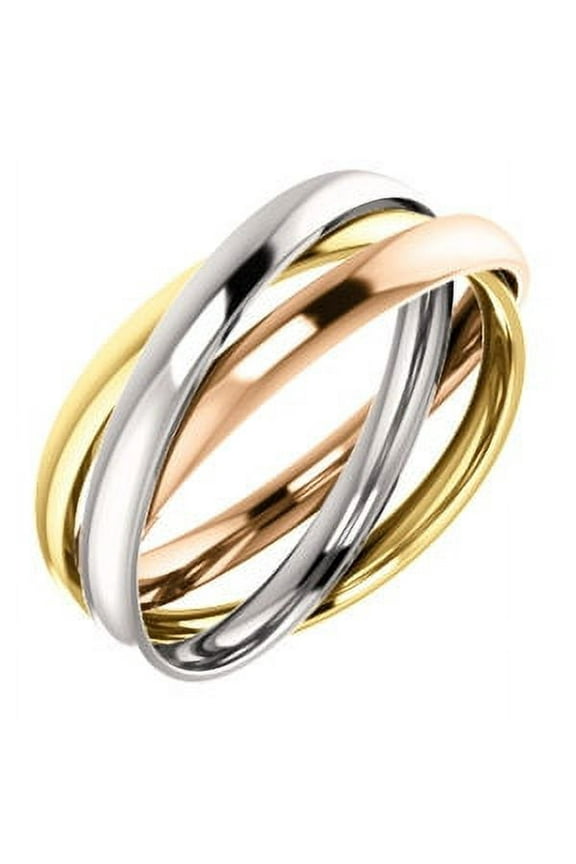 14K Rose Yellow and White Tri Color Gold 3-Band Rolling Ring Size 7