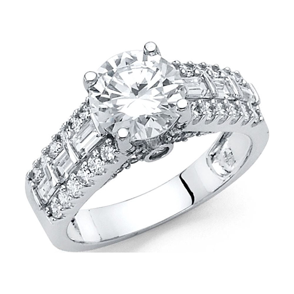 Jewels By Lux 14K White Gold Cubic Zirconia CZ Engagement Ring Size 5.5 ...