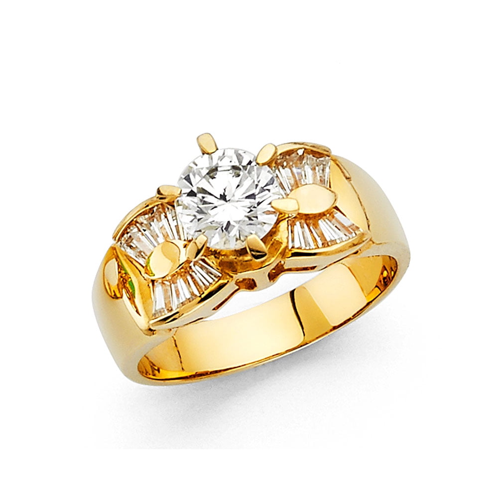 Jewels By Lux 14K White Gold Round Cubic Zirconia CZ Engagement Ring ...