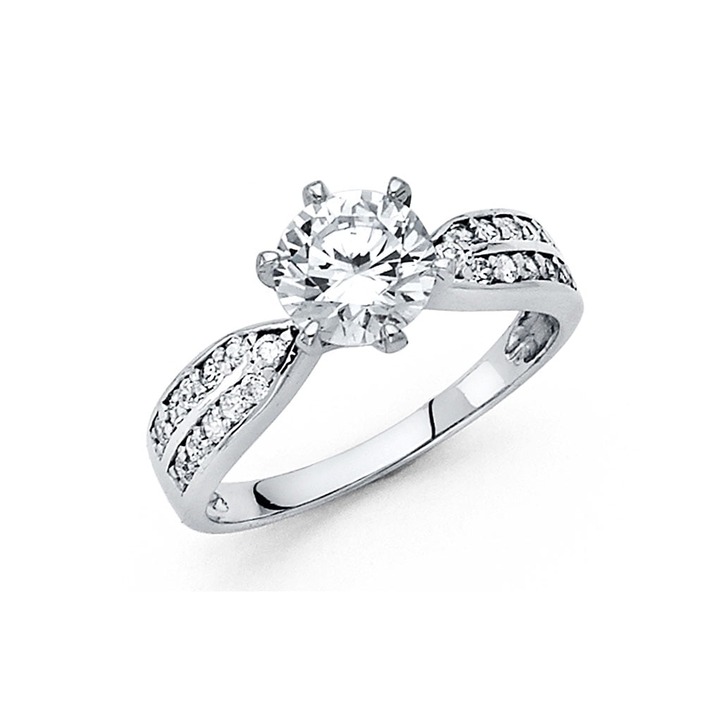 Jewels By Lux 14K White Gold Round Cubic Zirconia CZ Engagement Ring ...