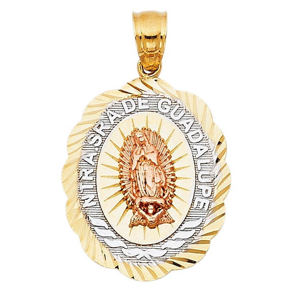 Jewels By Lux 14K White Yellow And Rose Tri Color Gold Our Lady Of ...