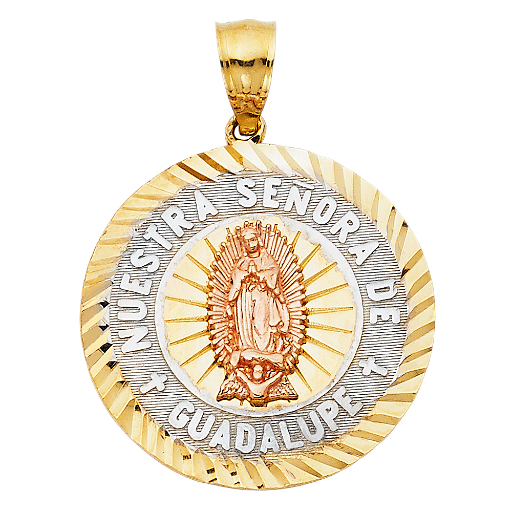 Jewels By Lux 14K White Yellow And Rose Tri Color Gold Our Lady Of ...