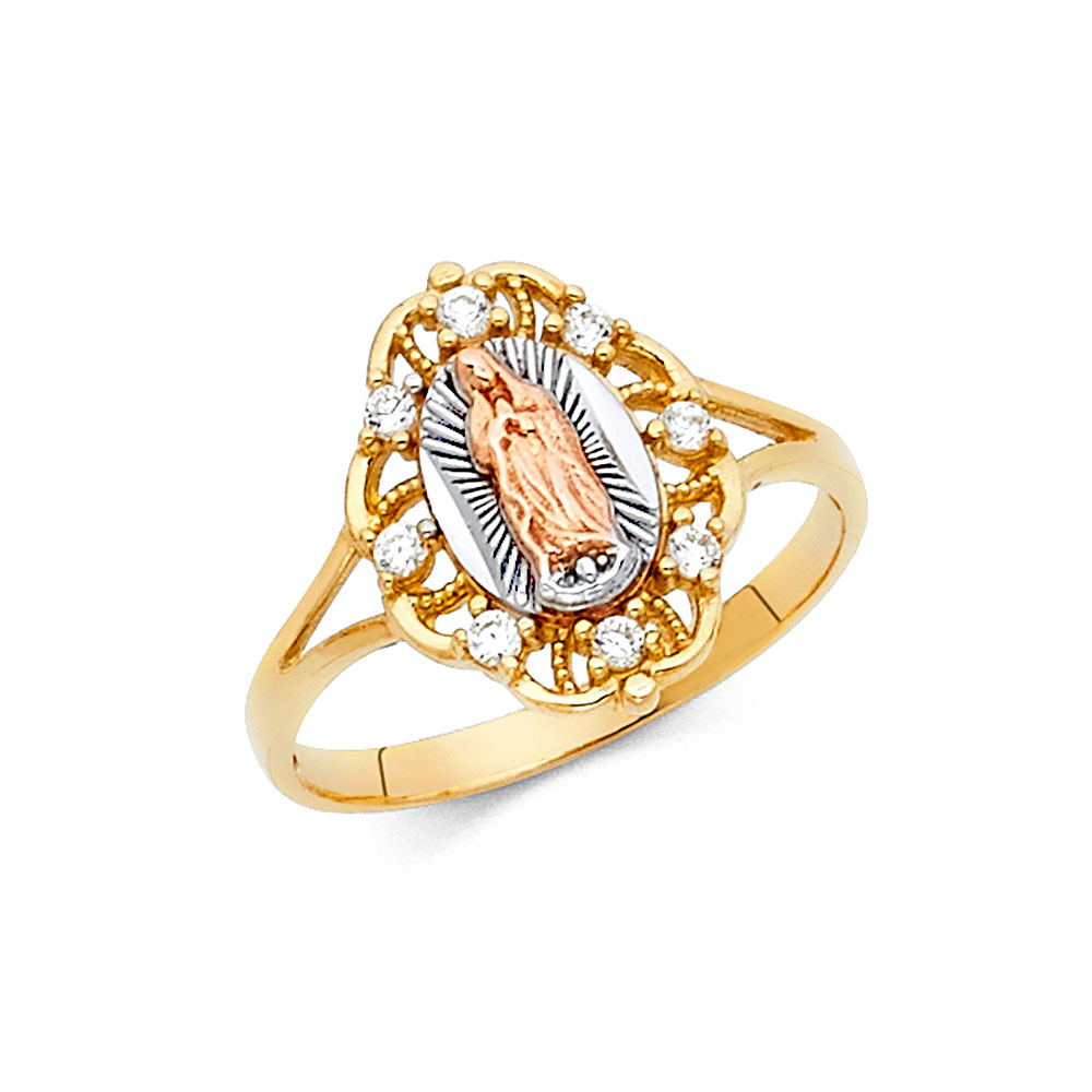 Jewels By Lux 14K White Yellow and Rose Three Color Gold Our Lady of ...