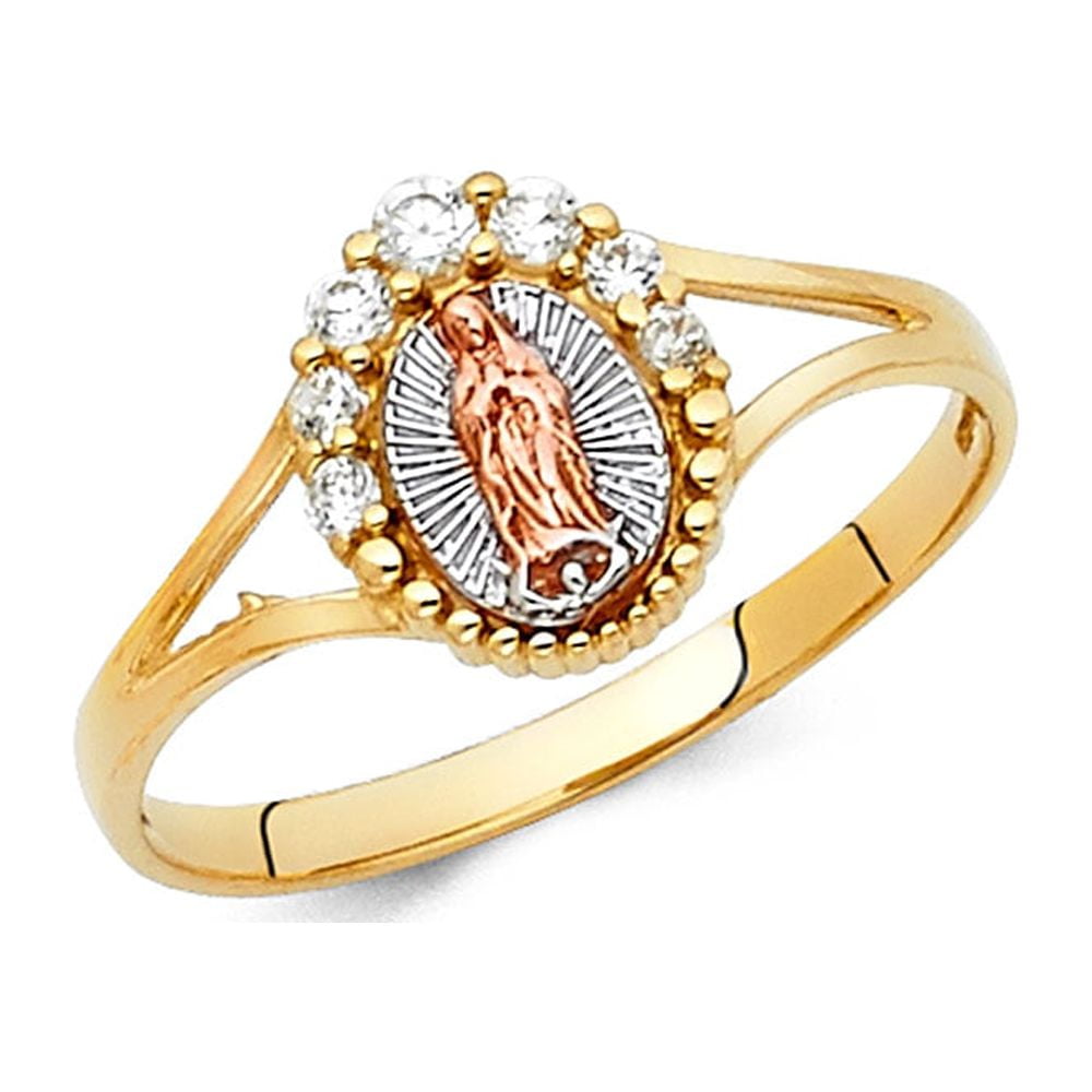 Jewels By Lux 14K White Yellow and Rose Three Color Gold Our Lady of ...