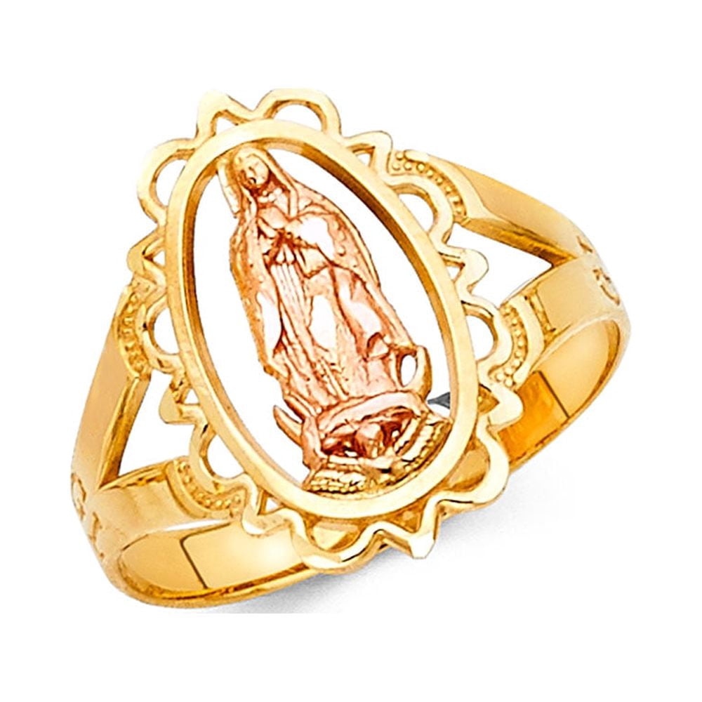 Jewels By Lux 14K White Yellow and Rose Three Color Gold Our Lady of ...