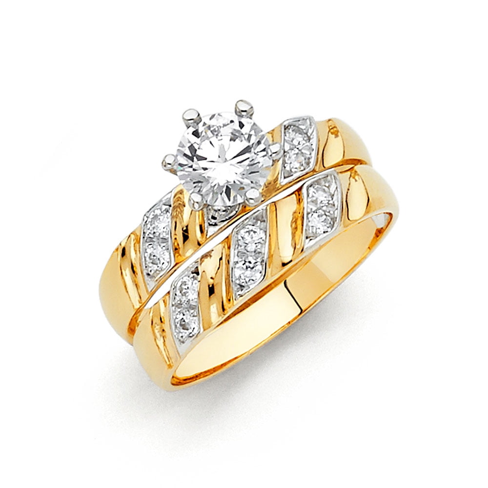 Jewels By Lux 14K White and Yellow Gold Two Tone Round Cubic Zirconia ...