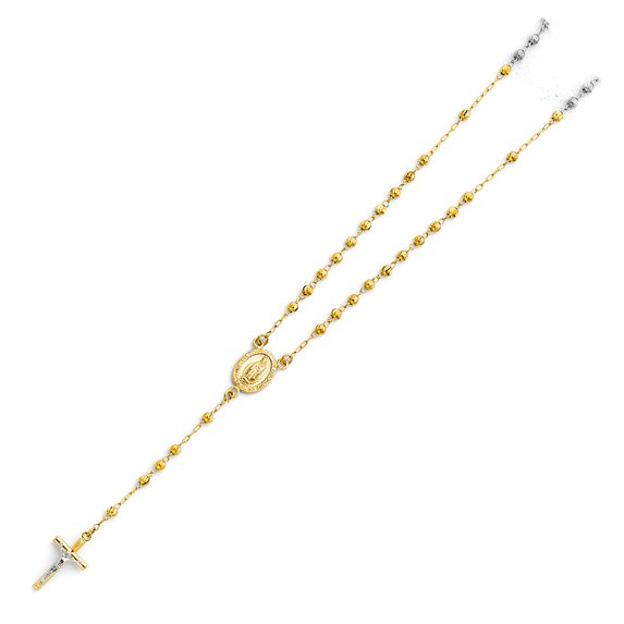 Jewels By Lux 14K White and Yellow Two Tone Gold 3mm Moon Cut Bead Our ...