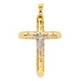 thumbnail image 1 of Jewels By Lux 14K Yellow And White Gold Cut-Out Christian Crucifix Cross Pendant 76mm X 52mm, 1 of 1
