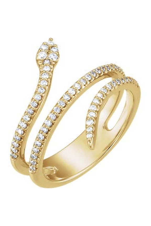 14K Yellow Gold 1/3 CTW Diamond Snake Ring Size 7