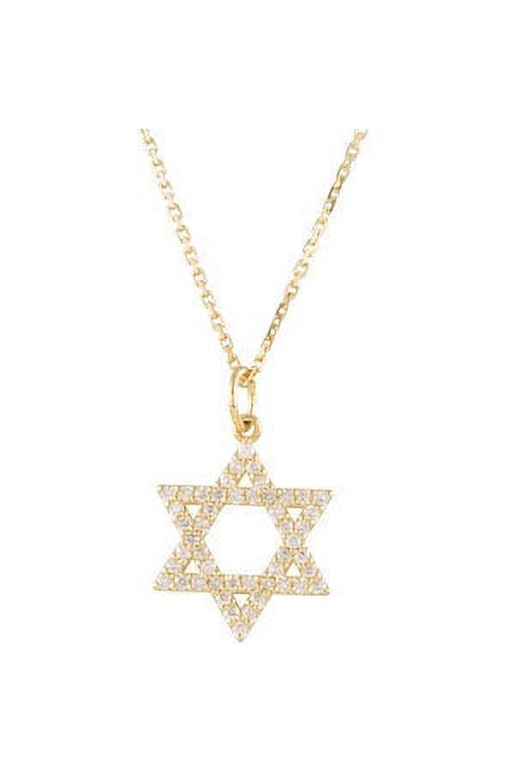 14K Yellow Gold 1/5 CTW Diamond Star of David Necklace
