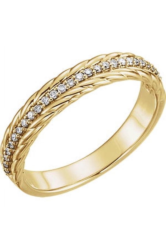 14K Yellow Gold 1/6 CTW Diamond Rope Ring Size 7