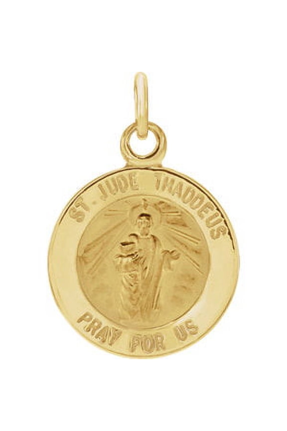 14K Yellow Gold 12mm Round St. Jude Thaddeus Medal