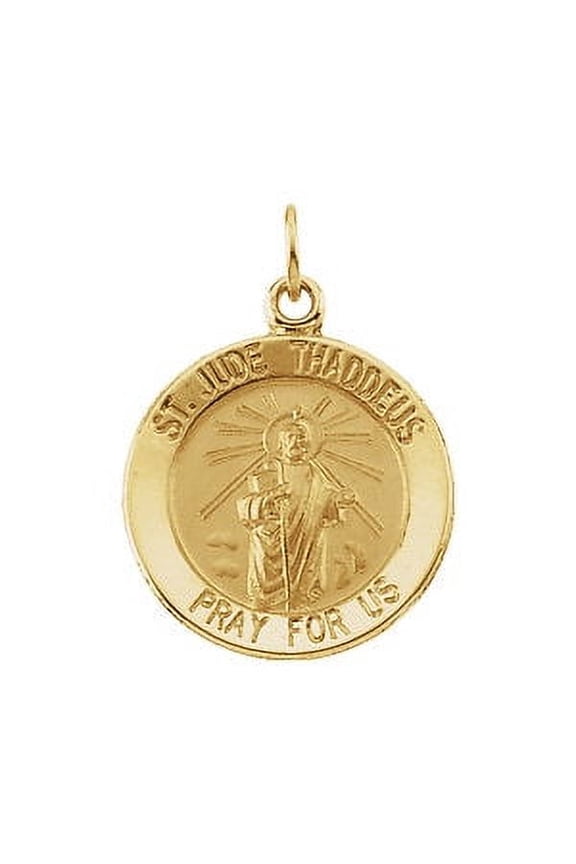 14K Yellow Gold 15mm Round St. Jude Thaddeus Medal