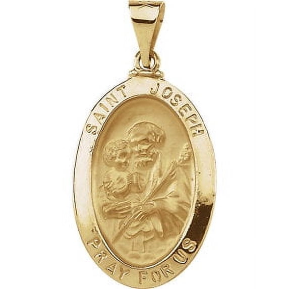 Jewels By Lux 14K Yellow Gold 23x16mm Hollow Oval St. Joseph Medal