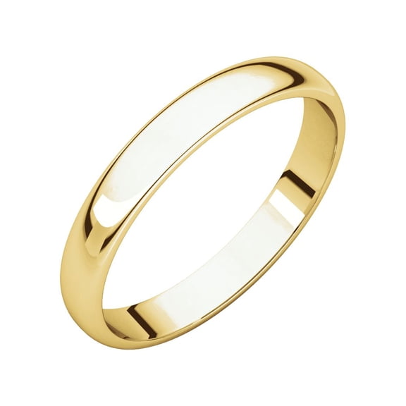 Jewels By Lux 14K Yellow Gold 3mm Half Round Light Bridal Wedding Ring Band Size 6